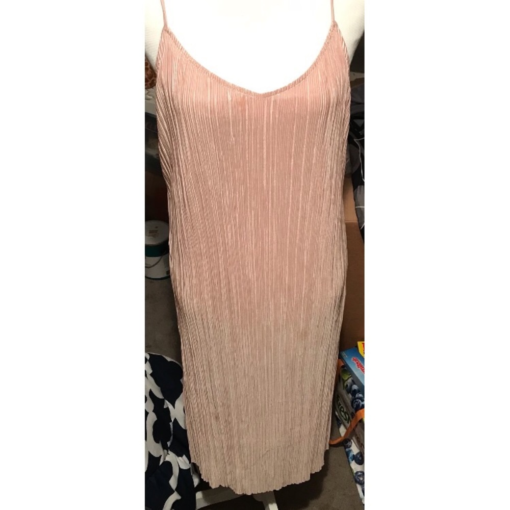 Soft rose gold slipt dress s/m